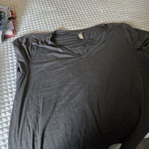 Gray V-Neck Short Sleeve Shirt